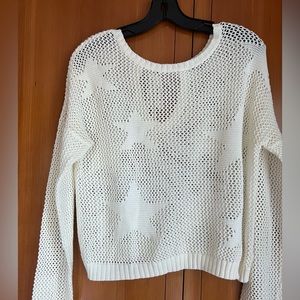 Women’s off white long sleeve crochet top NWOT